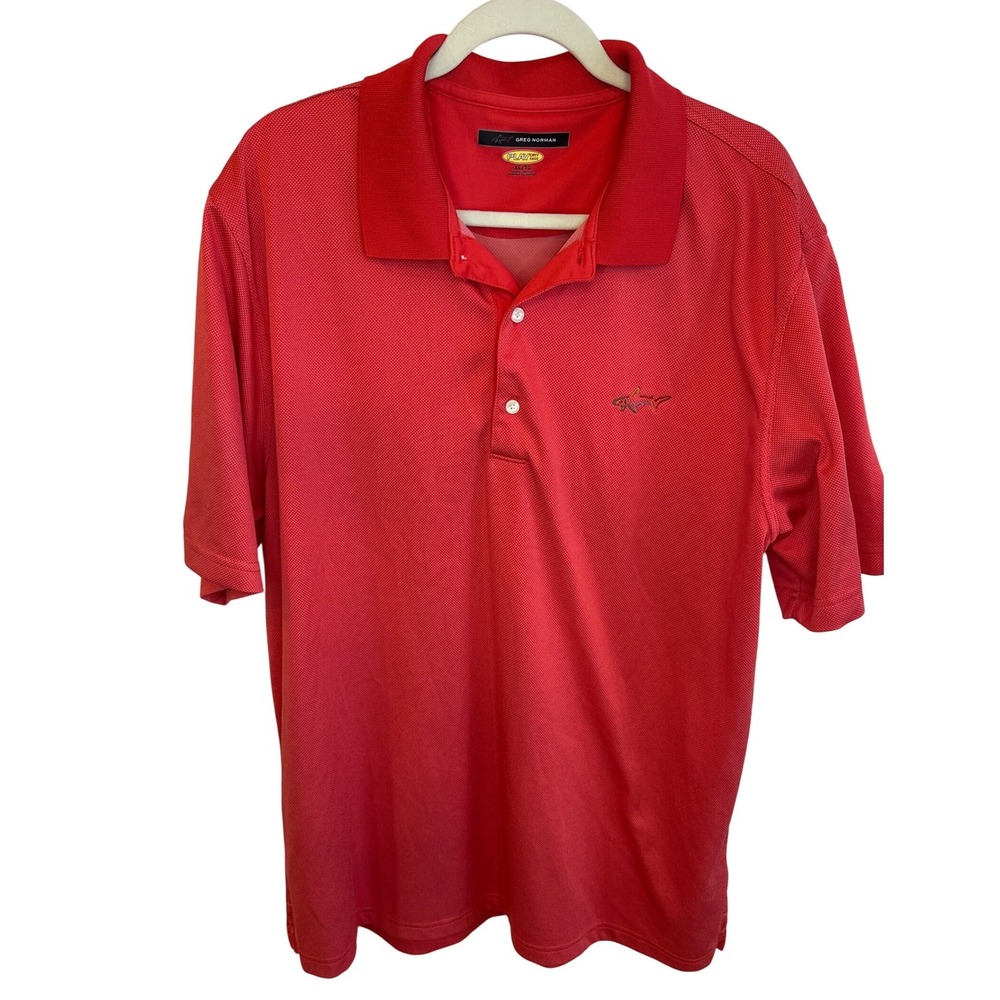 Greg Norman Performance Golf Polo Shirt Shark Logo Red XL TG Play Dry